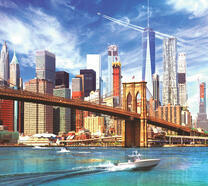 Вид на Бруклинский мост из берега