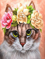 Кошечка с веночком из роз