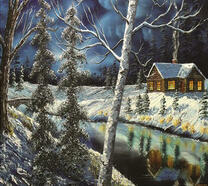 Уютный домик в снежном лесу