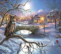 Сова у застывшей реки