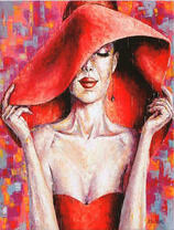 Женщина в красной широкополой шляпе