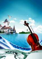 Скрипка на фоне большого озера
