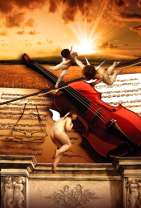 Скрипка, ноты и три ангелочка