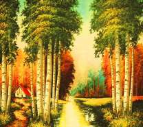 Река среди березовой рощи