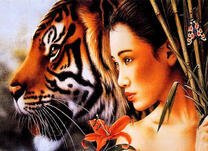 Девушка с лилией и тигрица