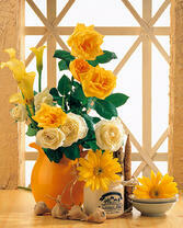 Букет чайных роз с каллами