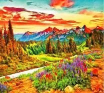 Прекрасный вид на горы и лес