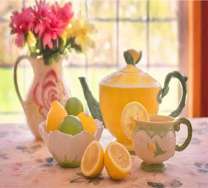 Букетик и чай с лимоном