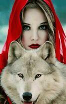 Девушка и белый волк