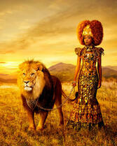 Африканская девушка и её лев