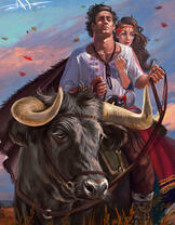 Влюбленная пара на быке