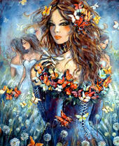 Девушка и много бабочек