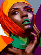 Темнокожая красотка с ярким макияжем