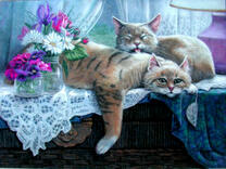 Коты и цветы