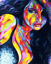 Брюнетка в разноцветных красках