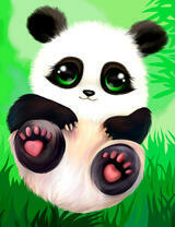 Маленький панда на зеленой травке