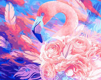 Яркий розовый фламинго на фоне неба