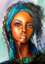 Африканская девушка с синей повязкой