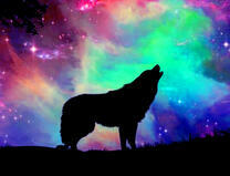 Силует волка под красивым ярким небом