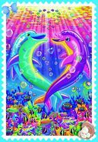 Разноцветные дельфины и рыбки