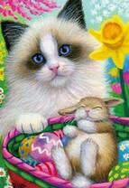 Сиамский котёнок и пасхальный кролик