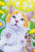 Котик и мышка в одуванчиках