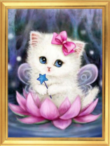 Белый котёнок с волшебной палочкой