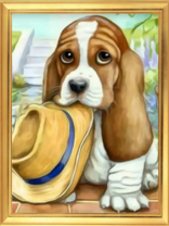 Маленький щеночек с шляпой