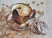 Чашка кофе и печенье в шоколаде