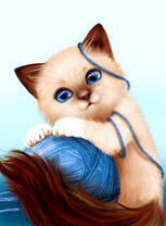 Сиамский котенок с клубком