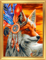 Красивый лис с перьями