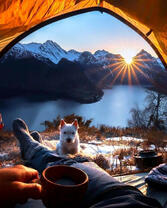 Утро в палатке в горах