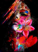 Чувственная девушка и яркие цветы