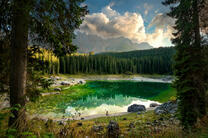 Красивое озеро среди хвойного леса