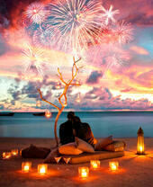 Романтическое свидание под феерверками