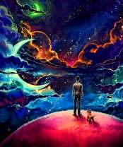 Сказочный ночной вид на две луны