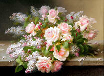 Букет роз на пустом столе