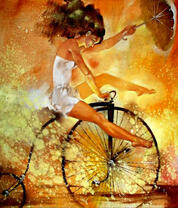 Легкая девушка на велосипеде