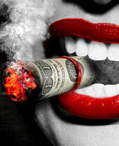 Губы девушки и деньги