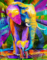 Слониха и слонёнок в цвете