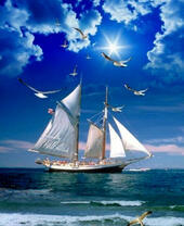 Яхта в лунной ночи