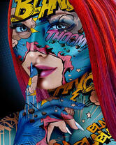 Девушка с рисунками комиксов на лице