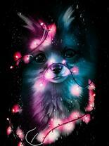 Лисенок в цветной гирлянде