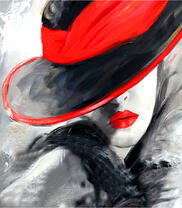 Дама в шляпе с красной помадой 