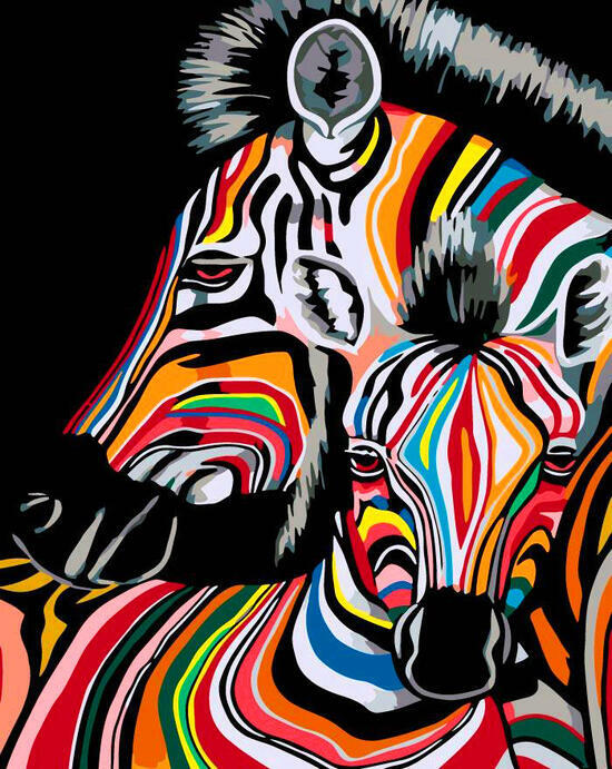 Картина по номерам 40x50 Разноцветные зебры