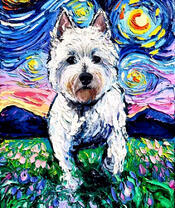 Песик на фоне звездного неба