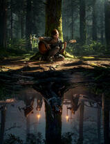 Девушка с гитарой в лесу