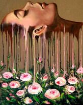 Спящая девушка и розовые розы