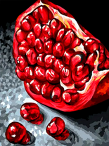 Сочный и спелый ломтик граната