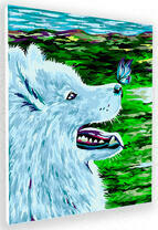 Счастливый белый пёс